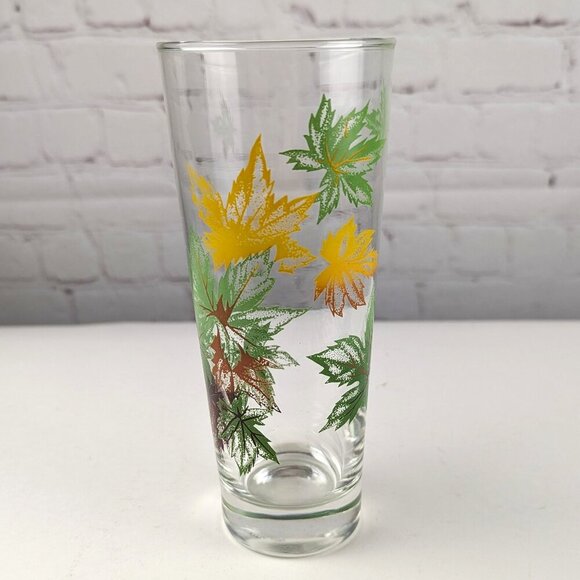 Vintage 50s Maple Leaves Highball Glass - Picture 1 of 9